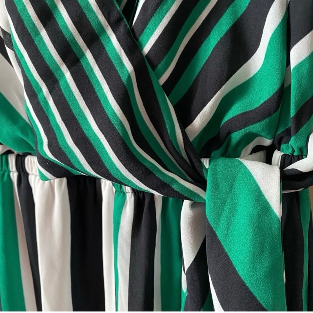 Express Jumpsuit Green Black White Striped Size: S (Short) - Picture 4 of 7